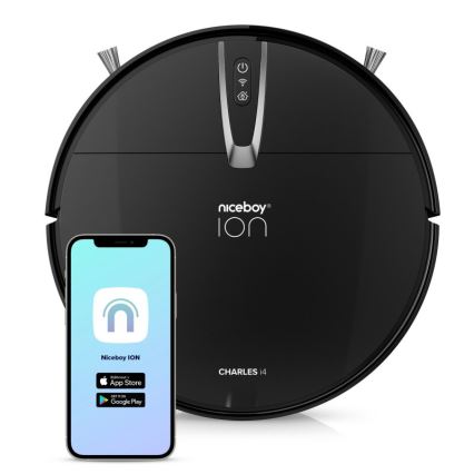 Niceboy ION Charles i4 - Robot aspirador inteligente 2en1 4400 mAh Wi-Fi negro + control remoto
