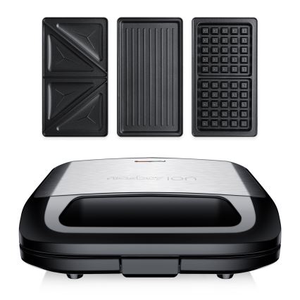 Niceboy ION Snacker S3 - Sandwichera 3en1 750W/230V acero inoxidable/negro