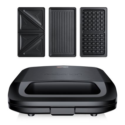 Niceboy ION Snacker S3 - Sandwichera 3en1 750W/230V acero inoxidable/negro