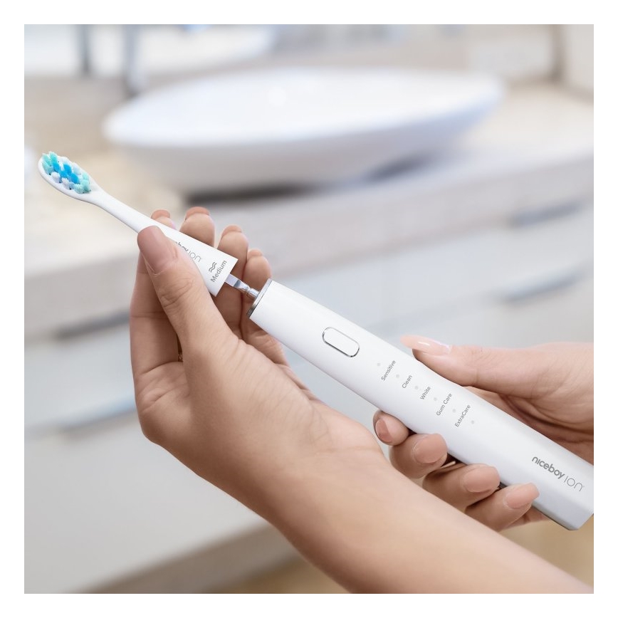 Niceboy ION Sonic - Cepillo de dientes sónico 800 mAh IPX7 blanco
