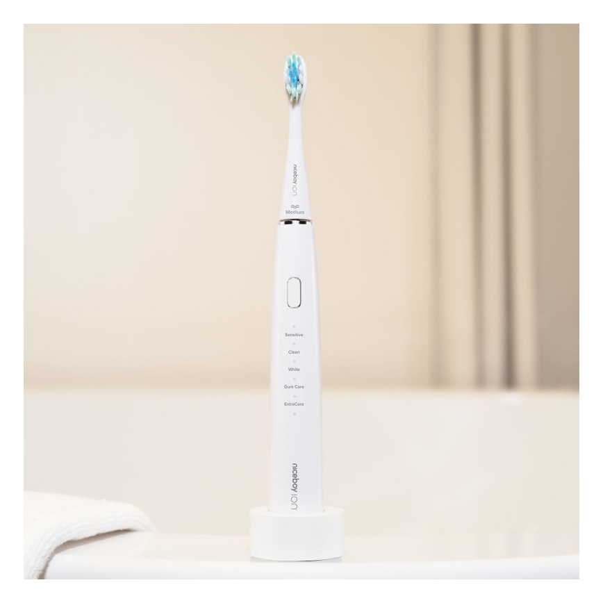Niceboy ION Sonic - Cepillo de dientes sónico 800 mAh IPX7 blanco