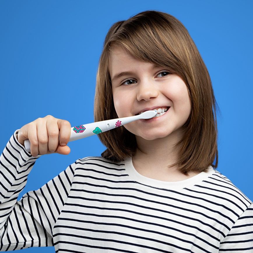 Niceboy ION Sonic Kids - Cepillo de dientes sónico infantil 500 mAh IPX7 blanco