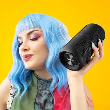 Niceboy Orion - Altavoz inalámbrico LED con micrófono 24W/2200 mAh IPX7 negro