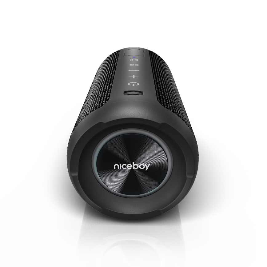 Niceboy Orion - Altavoz inalámbrico LED con micrófono 24W/2200 mAh IPX7 negro