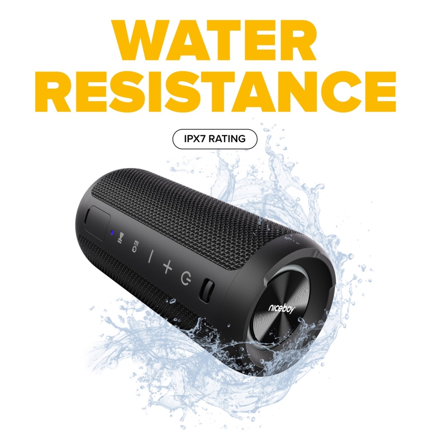 Niceboy Orion - Altavoz inalámbrico LED con micrófono 24W/2200 mAh IPX7 negro