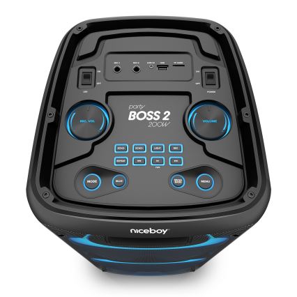 Niceboy PARTY Boss 2 - LED Altavoz inalámbrico con un micrófono y powerbank función 200W/4500 mAh + control remoto