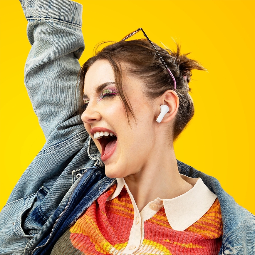 Niceboy Pins 4 - Auriculares inalámbricos con ANC 400 mAh + 2x 50 mAh IPX4 blanco