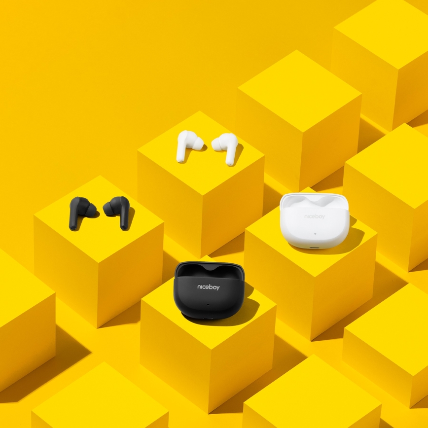 Niceboy Pins 4 - Auriculares inalámbricos con ANC 400 mAh + 2x 50 mAh IPX4 blanco