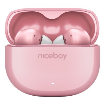 Niceboy Pins 4 - Auriculares inalámbricos con ANC 400 mAh + 2x 50 mAh IPX4 rosa