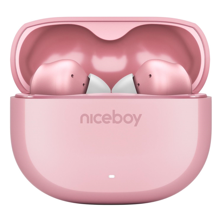 Niceboy Pins 4 - Auriculares inalámbricos con ANC 400 mAh + 2x 50 mAh IPX4 rosa