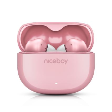 Niceboy Pins 4 - Auriculares inalámbricos con ANC 400 mAh + 2x 50 mAh IPX4 rosa