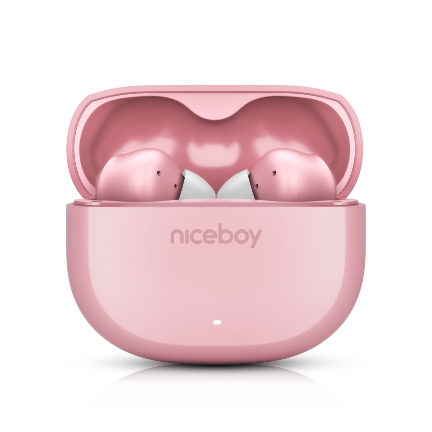 Niceboy Pins 4 - Auriculares inalámbricos con ANC 400 mAh + 2x 50 mAh IPX4 rosa