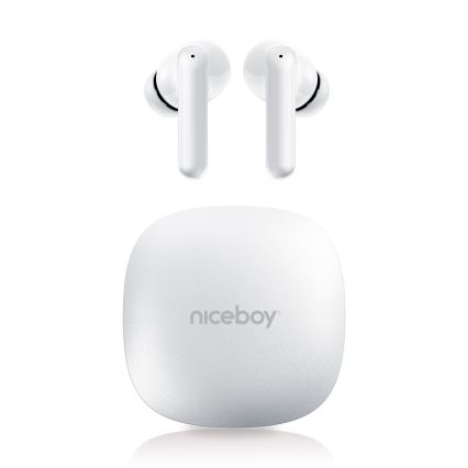 Niceboy Pins 4 PRO - Auriculares inalámbricos con ANC 380 mAh + 2x 35 mAh IP54 blanco
