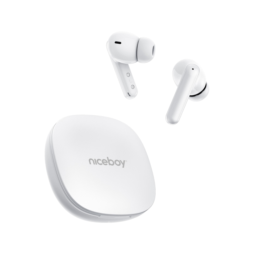 Niceboy Pins 4 PRO - Auriculares inalámbricos con ANC 380 mAh + 2x 35 mAh IP54 blanco