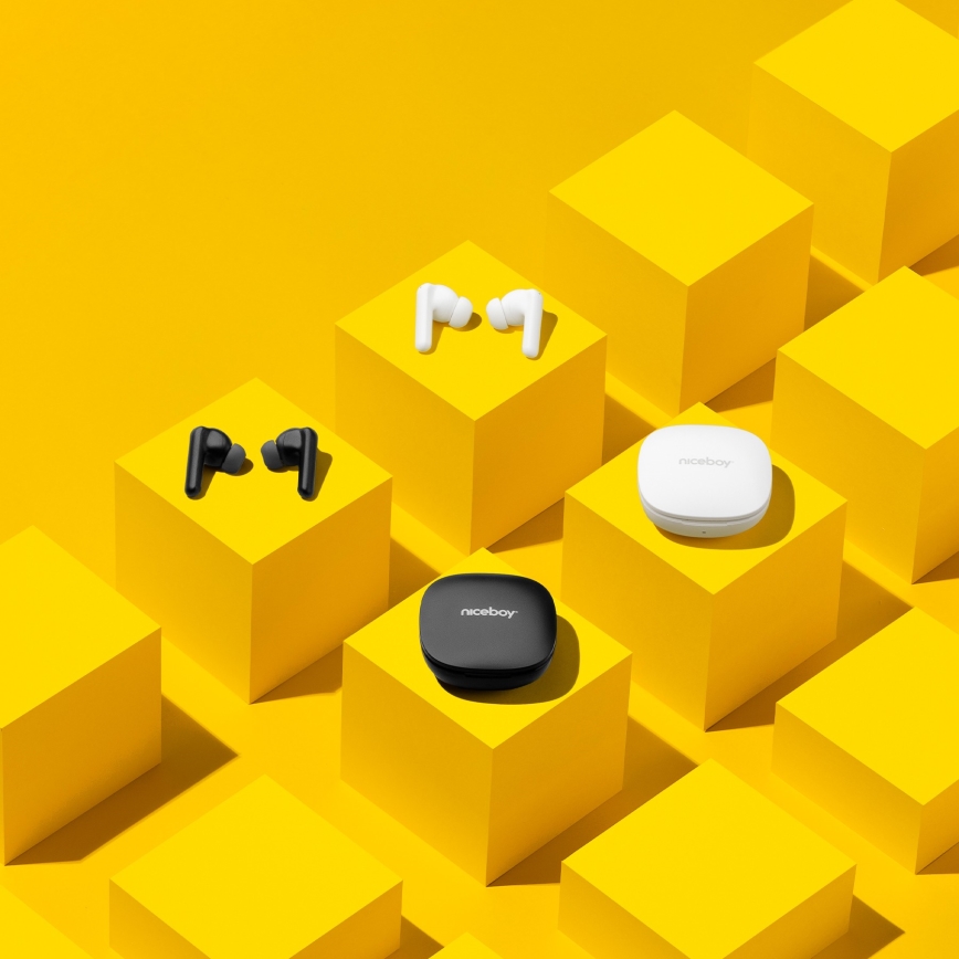 Niceboy Pins 4 PRO - Auriculares inalámbricos con ANC 380 mAh + 2x 35 mAh IP54 negro