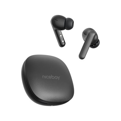 Niceboy Pins 4 PRO - Auriculares inalámbricos con ANC 380 mAh + 2x 35 mAh IP54 negro