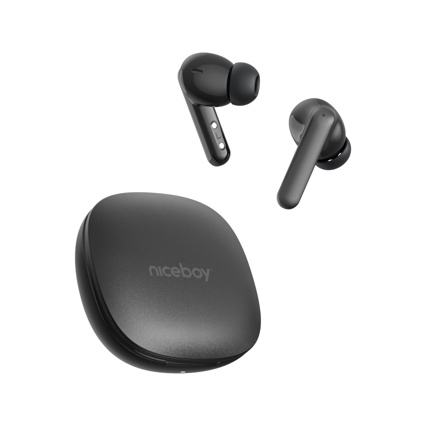 Niceboy Pins 4 PRO - Auriculares inalámbricos con ANC 380 mAh + 2x 35 mAh IP54 negro