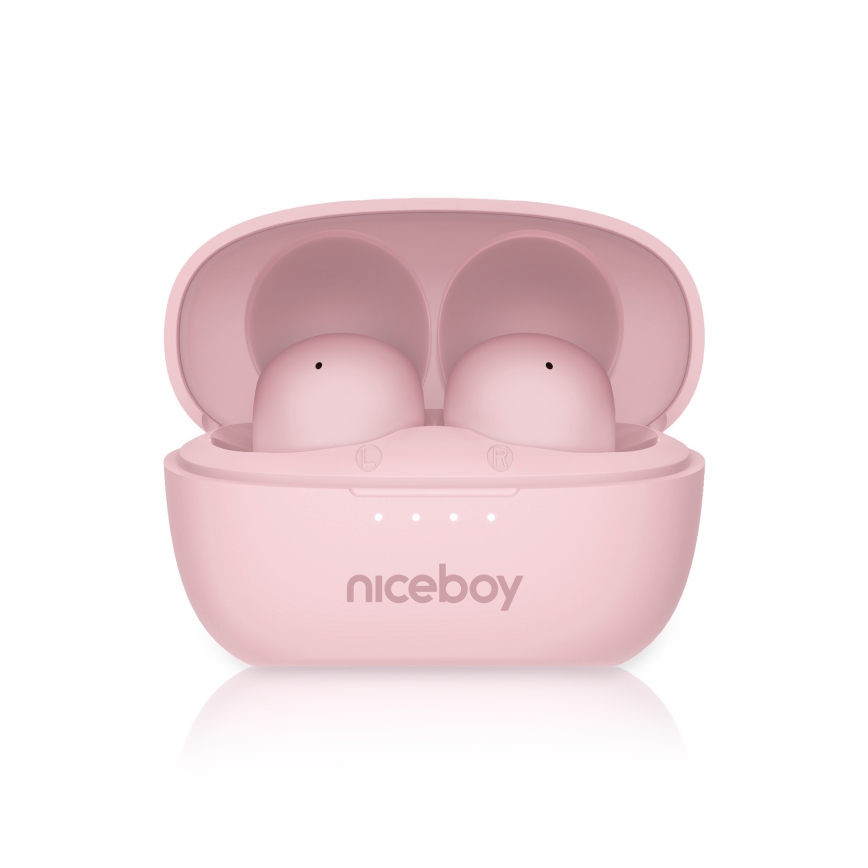 Niceboy Podsie 4 POP - Auriculares inalámbricos 400 mAh + 2x 40 mAh, IPX4, rosa