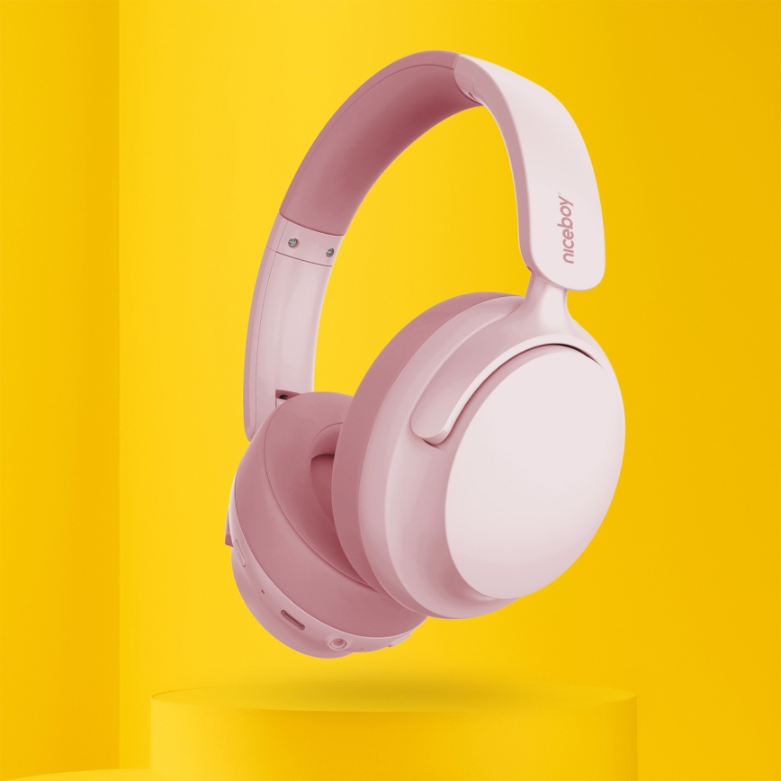 Niceboy Stellar - Auriculares inalámbricos con micrófono y ANC, 400 mAh, IPX4, color rosa