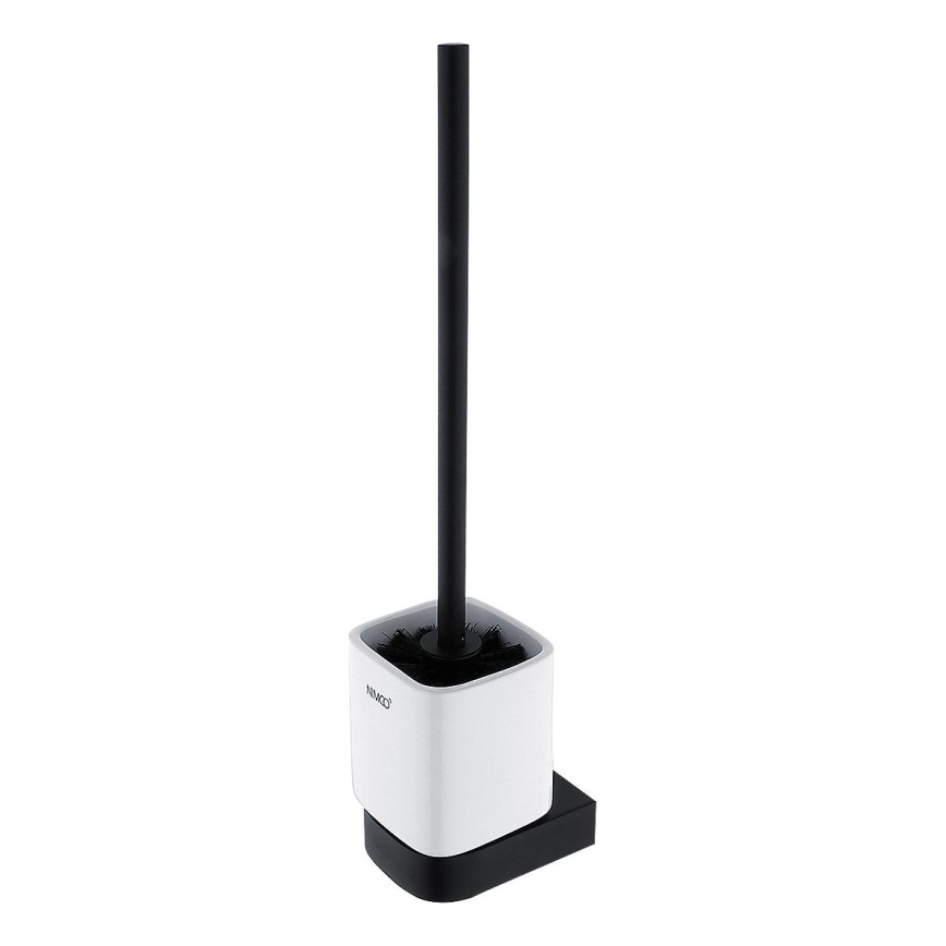 NIMCO NKC 30094KN-90 - Cepillo de inodoro montado en la pared NIKAU blanco/negro mate