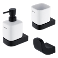 NIMCO NKC set-31K-T-90 - Dispensador de jabón de pared, soporte para cepillos de dientes y gancho de pared NIKAU 320 mm blanco/mate negro