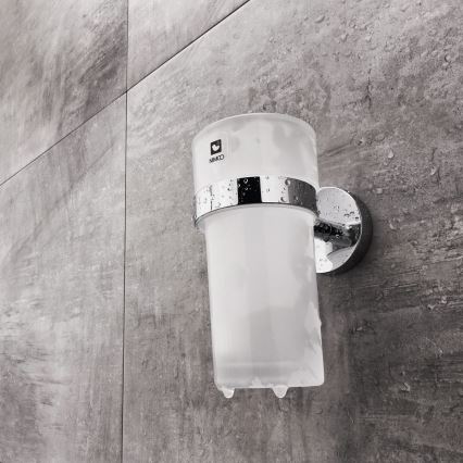 NIMCO UN set-31W-26 - Dispensador de jabón de pared, soporte para cepillos de dientes y gancho de pared UNIX 250 mm mate tarros/cromo brillante