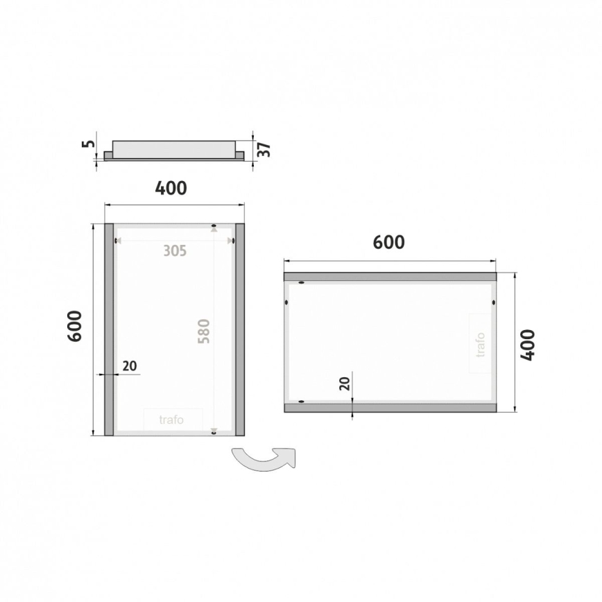 NIMCO ZP 11000 - Espejo de baño retroiluminado LED/18W/230V 6500K 60x40 cm IP44