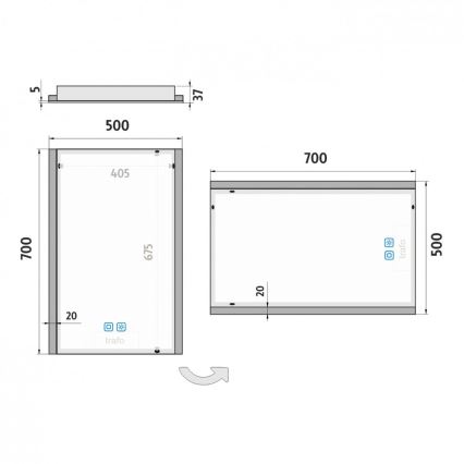NIMCO ZP 11001VX - Espejo de baño LED retroiluminado regulable/21W/230V 3000-6500K 70x50 cm IP44