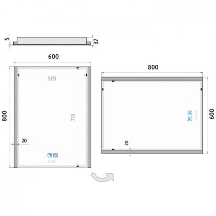 NIMCO ZP 11002VX - Espejo de baño LED regulable con retroiluminación LED/24W/230V 3000-6500K 80x60 cm IP44