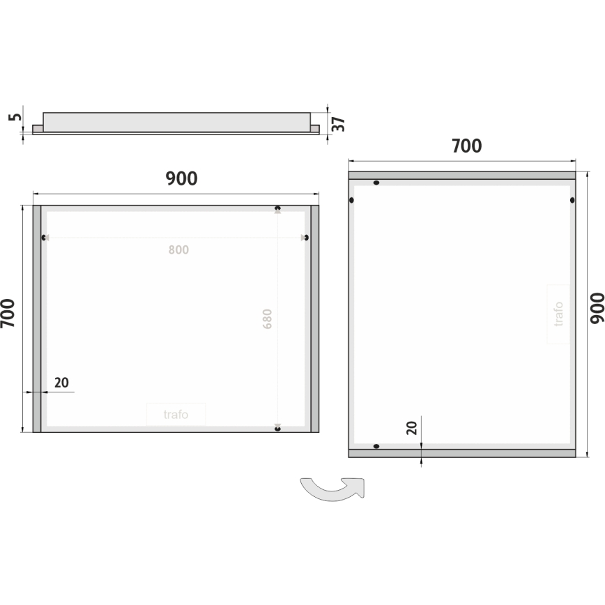 NIMCO ZP 11019 - Espejo de baño retroiluminado LED/21W/230V 6500K 70x90 cm IP44