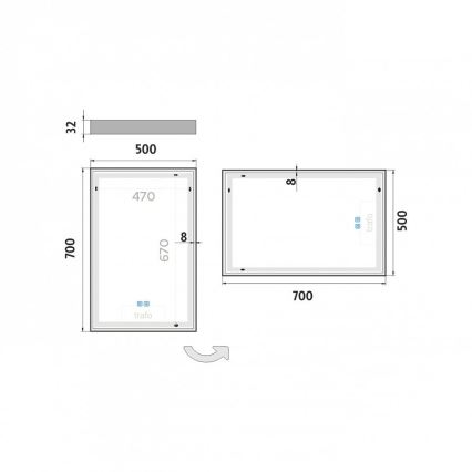 NIMCO ZP 13001VX - Espejo de baño retroiluminado LED atenuable LED/35W/230V 3000-6500K 70x50 cm IP44