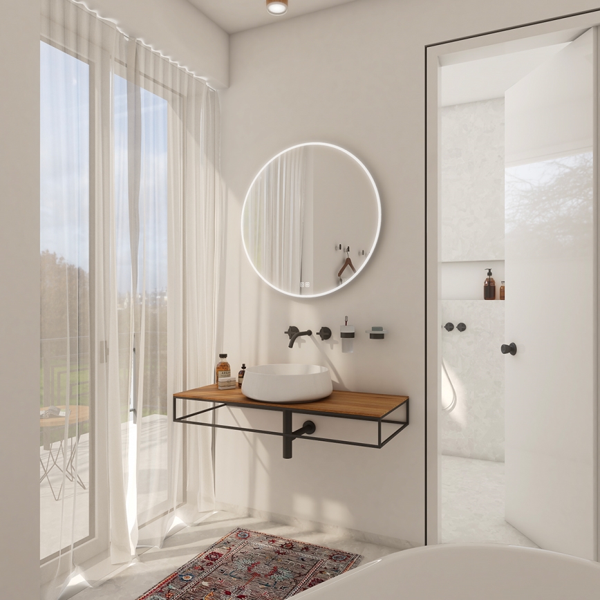 NIMCO ZP 26000RVX - Espejo de baño retroiluminado LED regulable, LED/26W/230V, 3000-6500K, Ø 60 cm, IP44