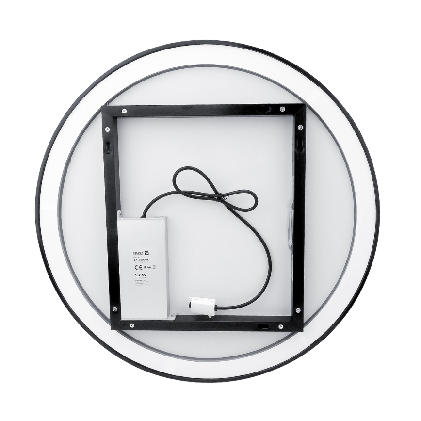 NIMCO ZPC 28000RVX-90 - Espejo de baño retroiluminado LED regulable LED/26W/230V 3000-6500K diámetro 60 cm negro mate IP44