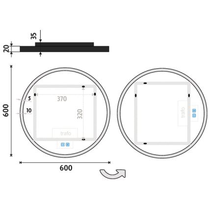NIMCO ZPC 28000RVX-90 - Espejo de baño retroiluminado LED regulable LED/26W/230V 3000-6500K diámetro 60 cm negro mate IP44