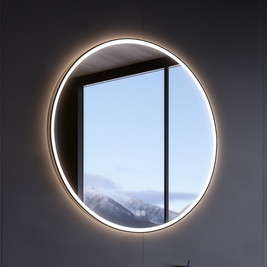 NIMCO ZPC 28000RVX-90 - Espejo retroiluminado de baño regulable LED/26W/230V 3000-6500K d. 60 cm negro mate IP44