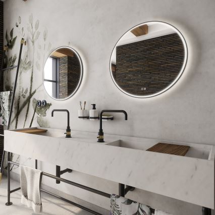 NIMCO ZPC 28001RVX-90 - Espejo de baño retroiluminado LED regulable LED/33 W/230 V 3000–6500 K Ø 70 cm negro mate IP44