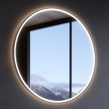 NIMCO ZPC 28001RVX-90 - Espejo de baño retroiluminado LED regulable LED/33 W/230 V 3000–6500 K Ø 70 cm negro mate IP44