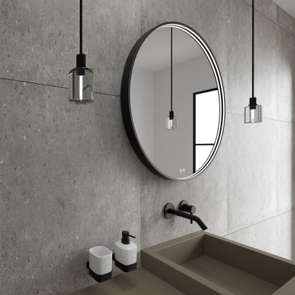 NIMCO ZPC 31000RVX-90 - Espejo de baño retroiluminado LED regulable / 20 W / 230 V / 3000–6500 K / Ø 60 cm / negro mate / IP44