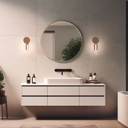 NIMCO ZPC 31000RVX-90 - Espejo de baño retroiluminado LED regulable / 20 W / 230 V / 3000–6500 K / Ø 60 cm / negro mate / IP44