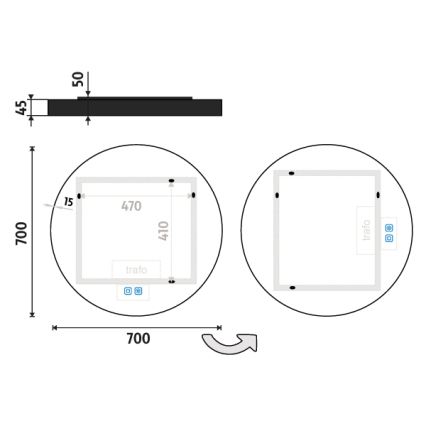 NIMCO ZPC 31001RVX-90 - Espejo de baño retroiluminado regulable LED/22W/230V 3000-6500K Ø 70 cm negro mate IP44