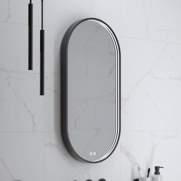 NIMCO ZPC 32002LVX-90 - Espejo de baño retroiluminado LED regulable LED/25W/230V 3000-6500K 80x40 cm negro mate IP44