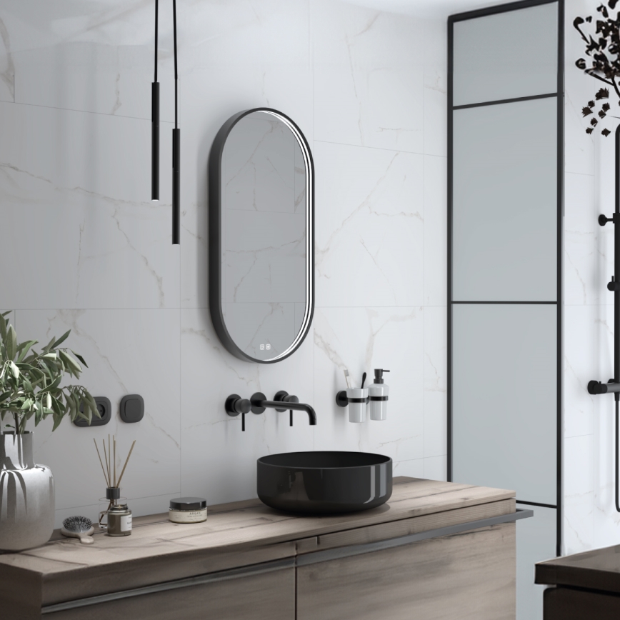 NIMCO ZPC 32002LVX-90 - Espejo de baño retroiluminado LED regulable LED/25W/230V 3000-6500K 80x40 cm negro mate IP44