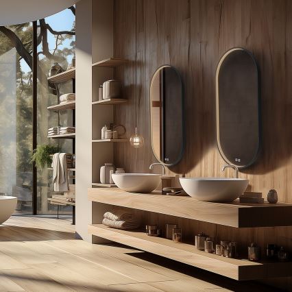 NIMCO ZPC 32002LVX-90 - Espejo de baño retroiluminado LED regulable LED/25W/230V 3000-6500K 80x40 cm negro mate IP44