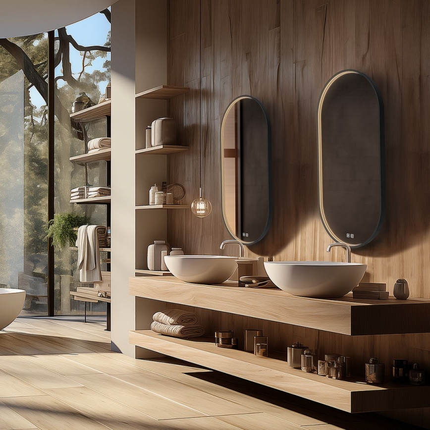 NIMCO ZPC 32002LVX-90 - Espejo de baño retroiluminado LED regulable LED/25W/230V 3000-6500K 80x40 cm negro mate IP44