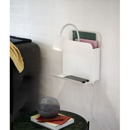 Nordlux - Foco de pared con estante y USB ROOMI 1xGU10/8W/230V blanco