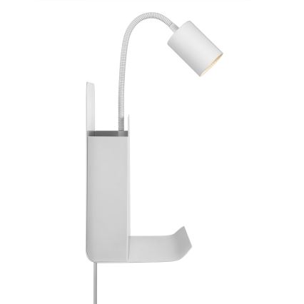 Nordlux - Foco de pared con estante y USB ROOMI 1xGU10/8W/230V blanco