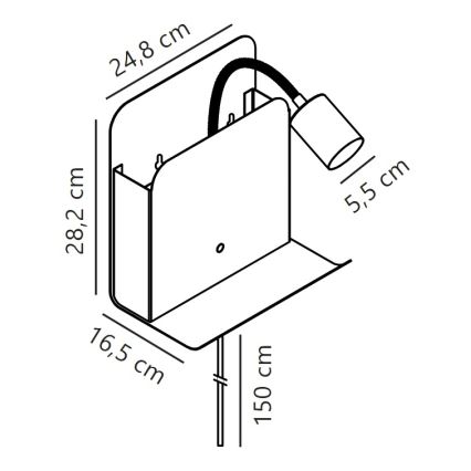 Nordlux - Foco de pared con estante y USB ROOMI 1xGU10/8W/230V blanco