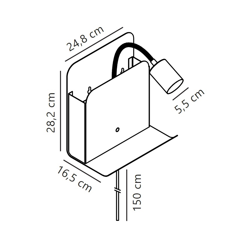 Nordlux - Foco de pared con estante y USB ROOMI 1xGU10/8W/230V blanco