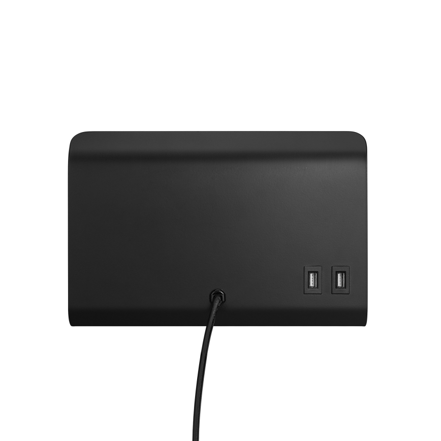 Nordlux - Foco de pared con estante y USB ROOMI 1xGU10/8W/230V negro