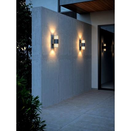 Nordlux - Aplique de exterior ALUDRA 2xE27/15W/230V IP54 antracita
